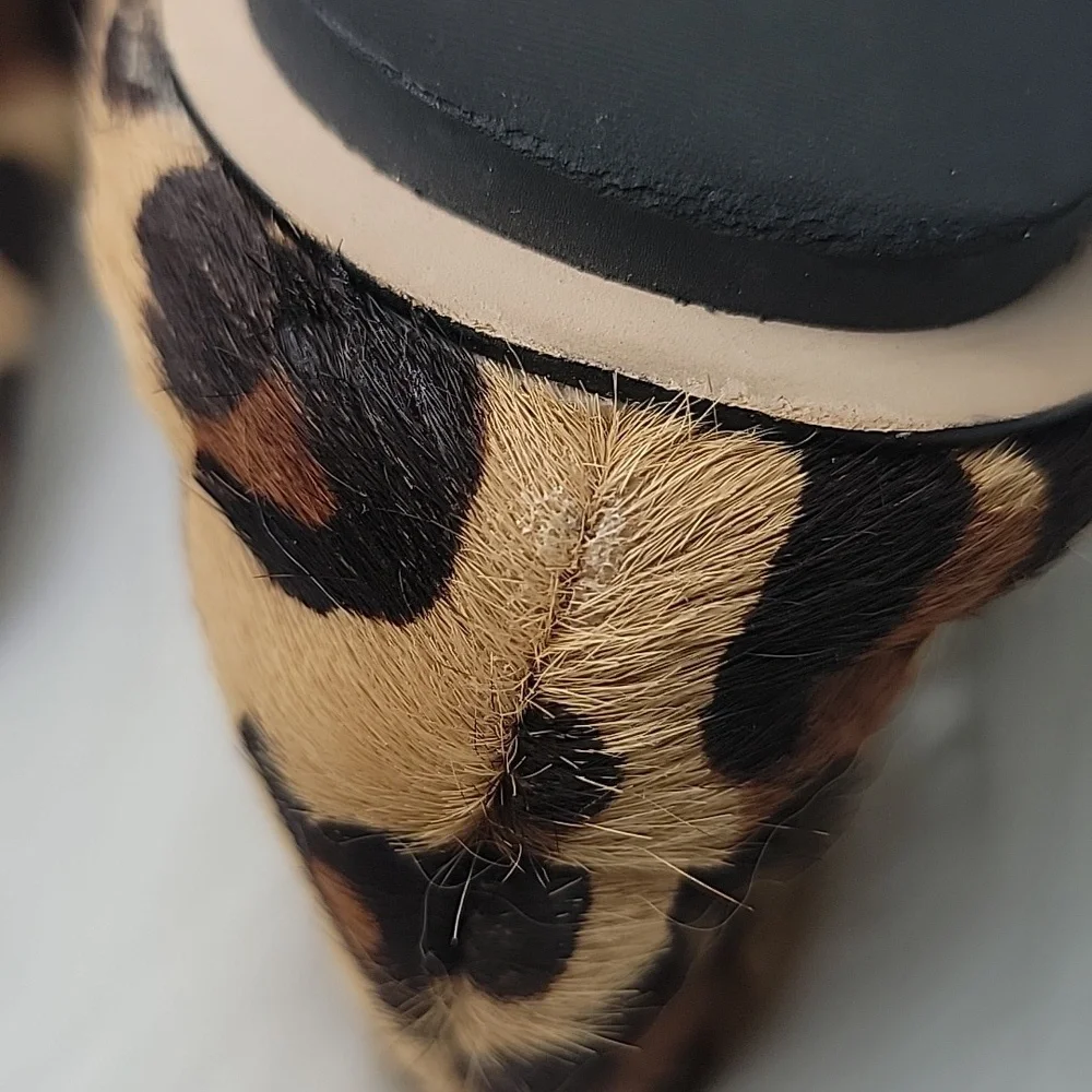 KARL LAGERFELD Liannes Leopard Animal Printed Calf Hair Embellished Ballet Flats